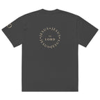Jesus Is Lord Circle oversized T-shirt in faded black, back view