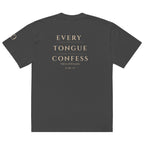 Every Tongue oversized T-shirt in faded black, back view
