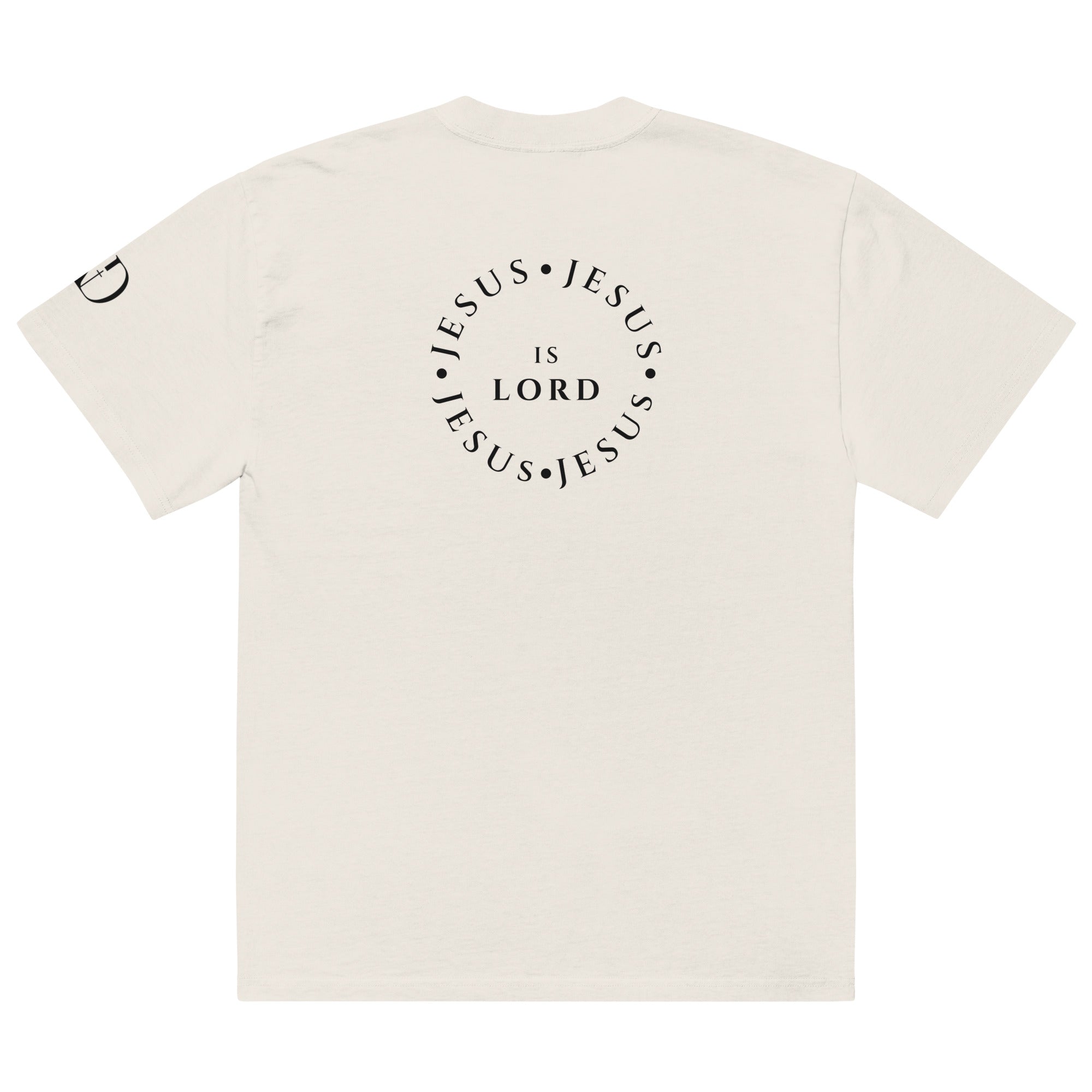 Jesus Is Lord Circle oversized T-shirt in faded bone, back view