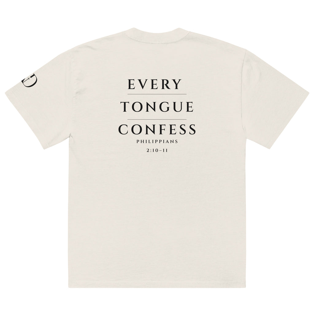 Every Tongue oversized T-shirt in faded bone, back view