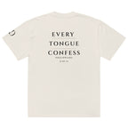 Every Tongue oversized T-shirt in faded bone, back view