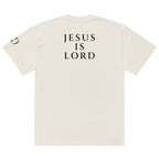 Jesus Is Lord oversized T-shirt in faded bone, back view