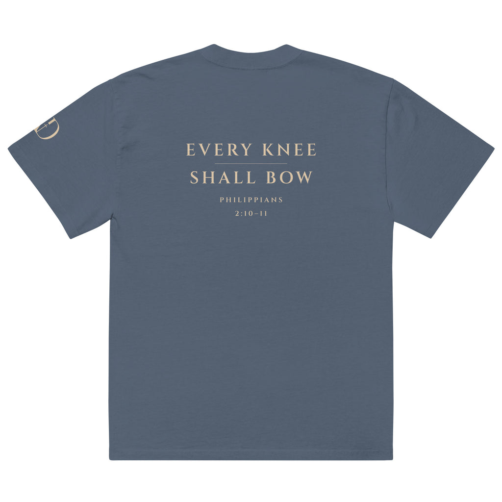 Every Knee oversized T-shirt in faded indigo, back view