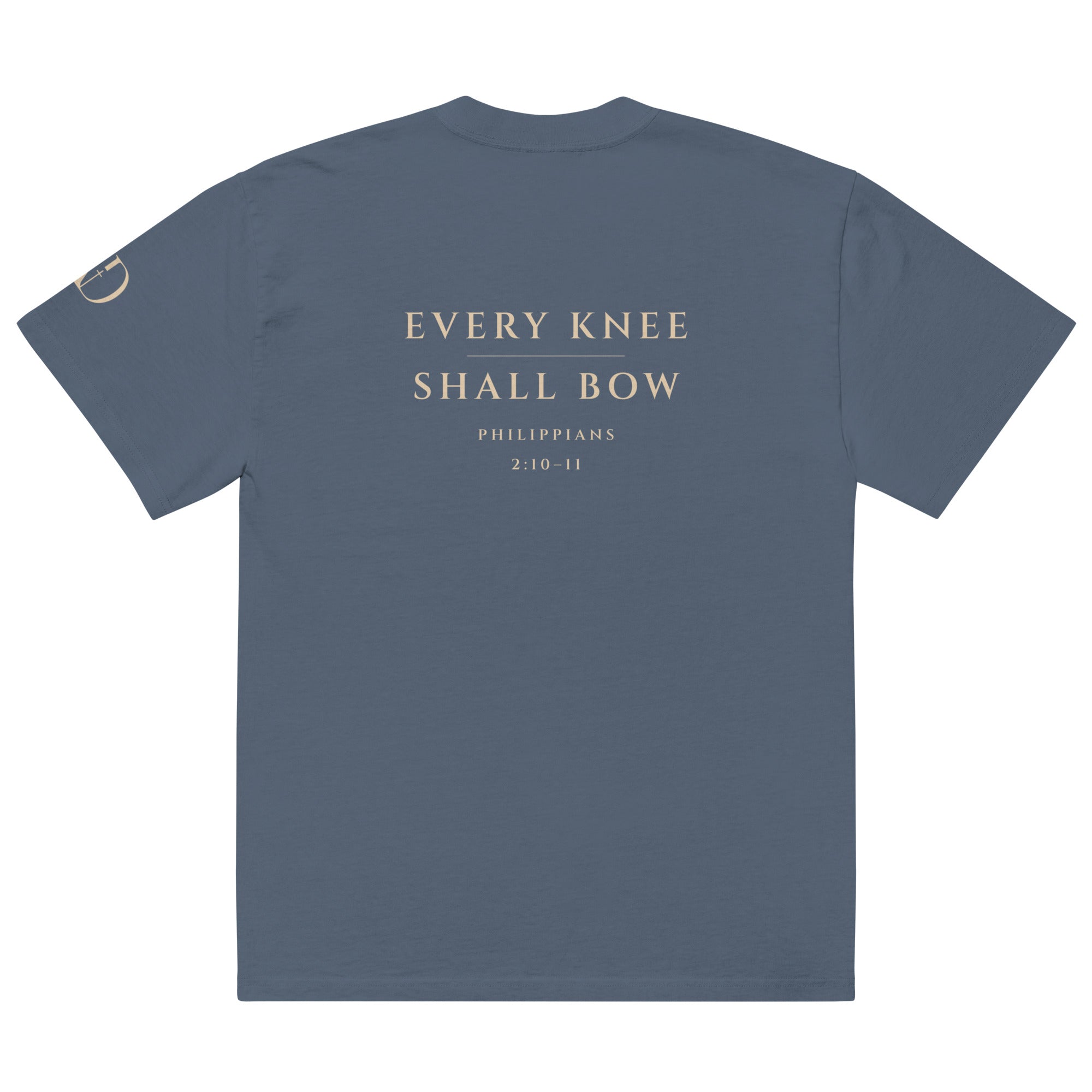 Every Knee oversized T-shirt in faded indigo, back view