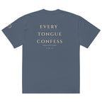 Every Tongue oversized T-shirt in faded indigo, back view