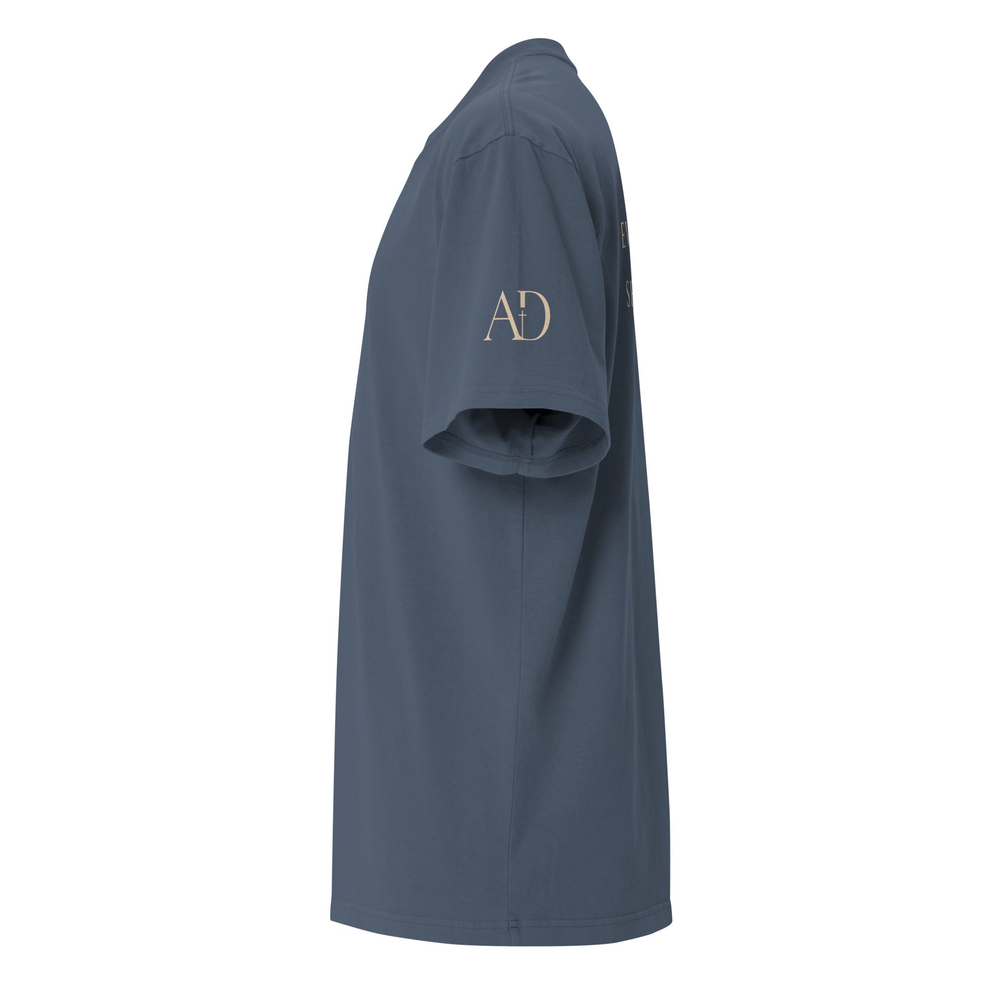 Every Knee oversized T-shirt in faded indigo, left-side view