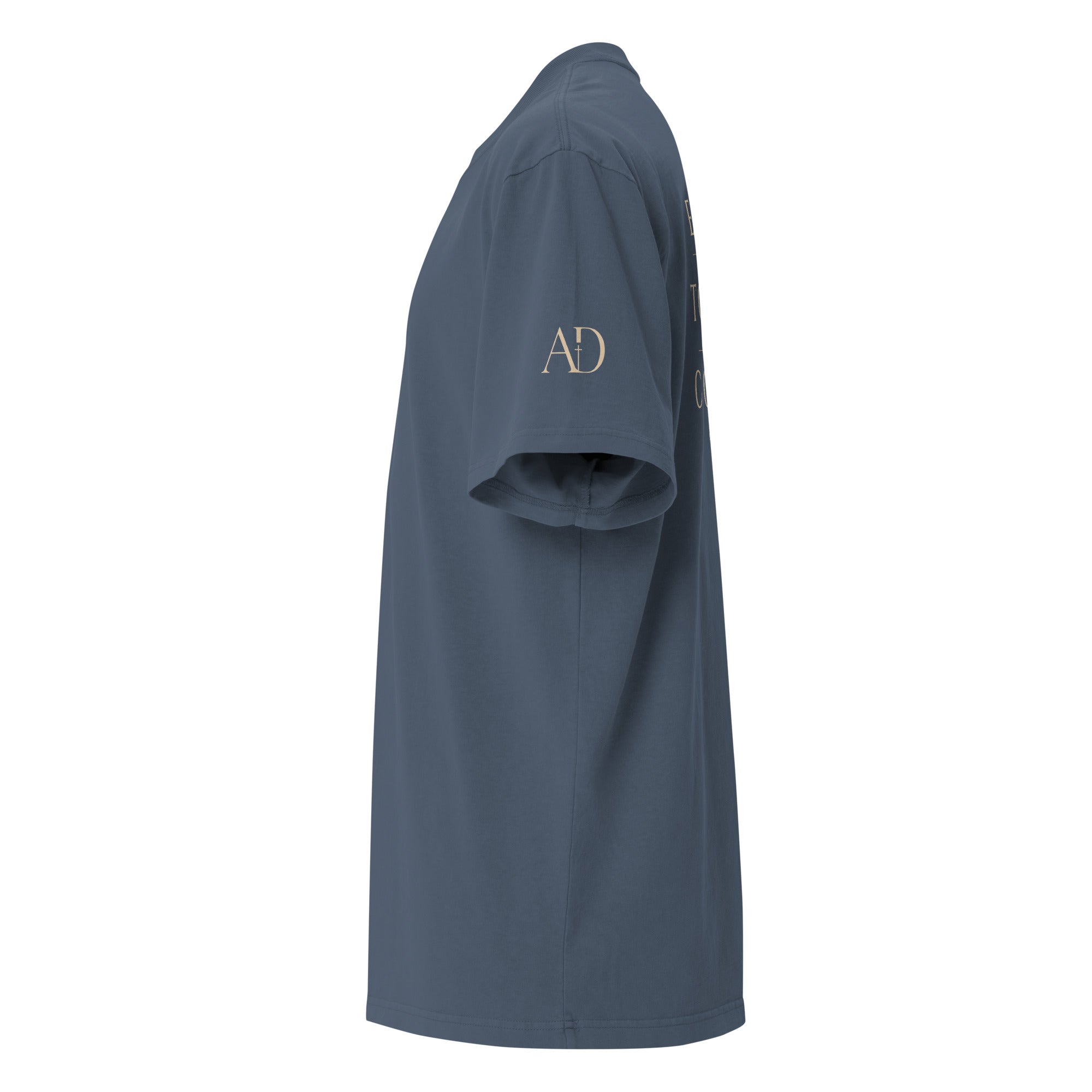 Every Tongue oversized T-shirt in faded indigo, left-side view