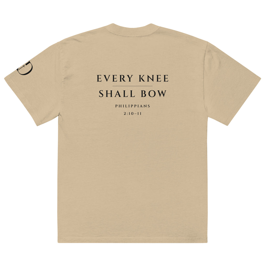 Every Knee oversized T-shirt in faded khaki, back view