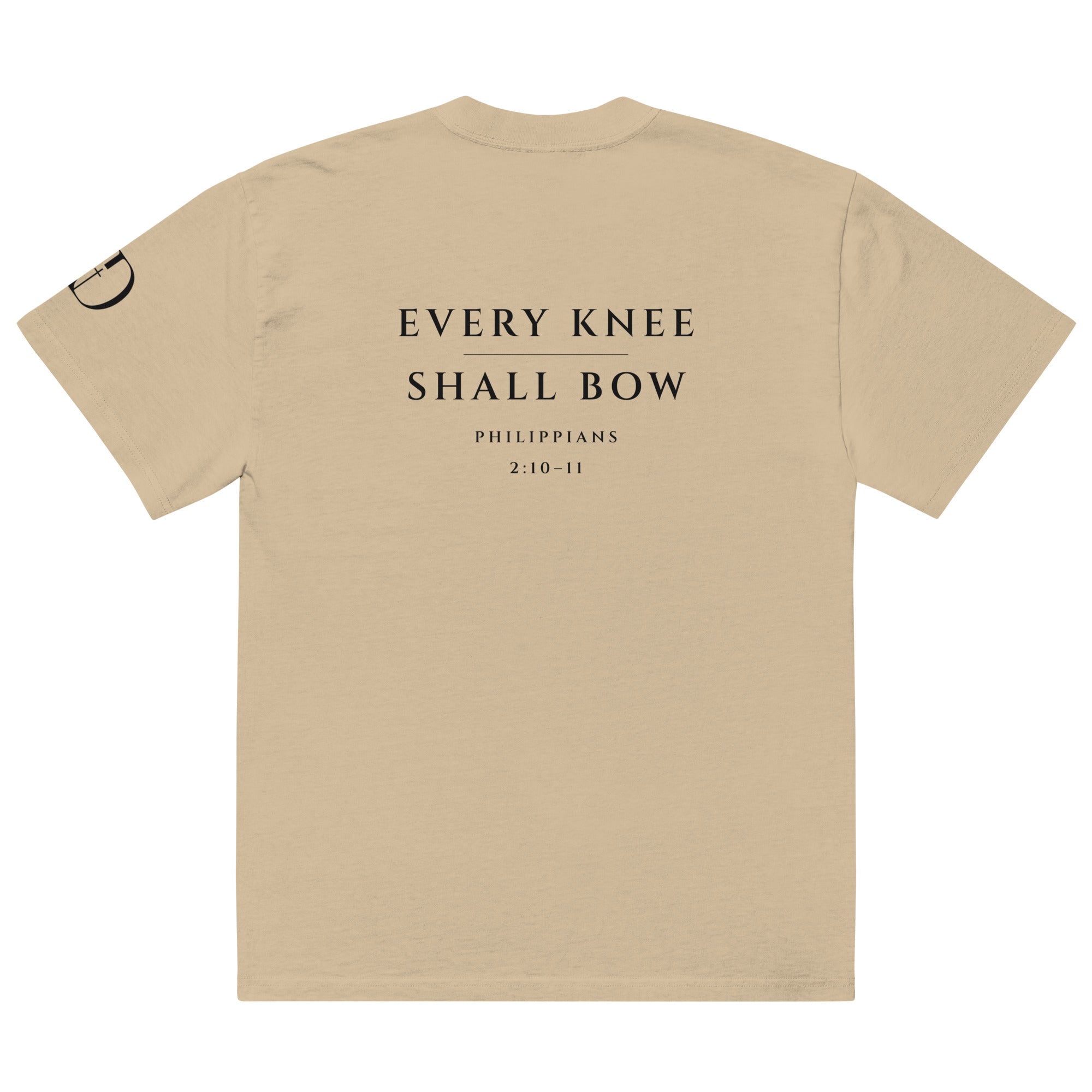 Every Knee oversized T-shirt in faded khaki, back view
