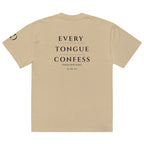 Every Tongue oversized T-shirt in faded khaki, back view