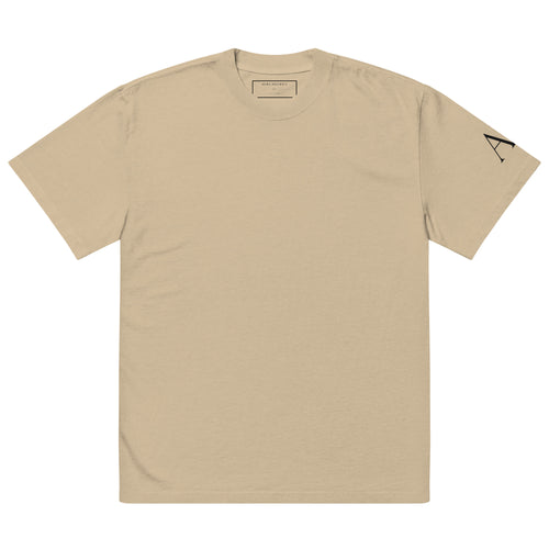 Every Knee oversized T-shirt in faded khaki, front view