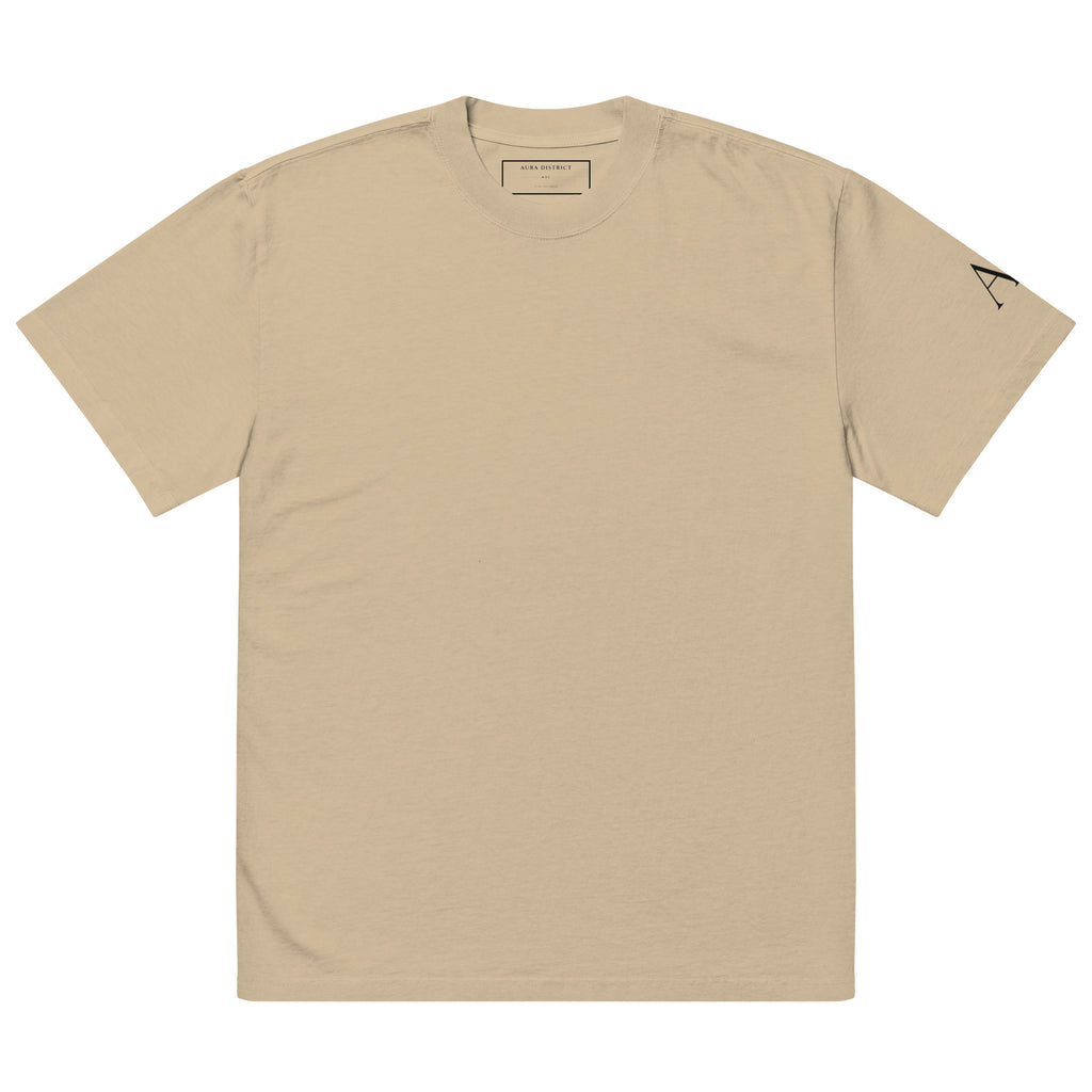 Jesus Is Lord Circle oversized T-shirt in faded khaki, front view